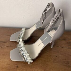 Elegant Gray Stiletto Heels with Embellishments